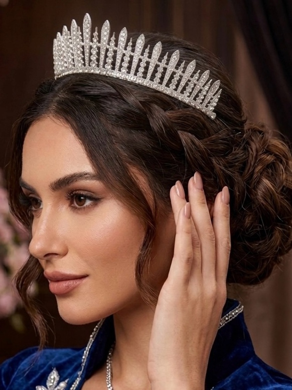 Rhinestone Silver Crystal Tiara Headband - Elegant Crown